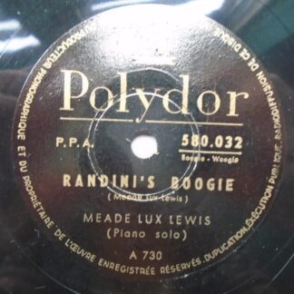 Meade Lux Lewis Randini's Boogie 78 Polydor 580032 EX 1950s 10 inch 78rpm shellac single, French pressing