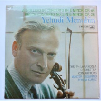 Yehudi Menuhin Mendelssohn Concerto In E Minor Bruch Concerto No 1 In G Minor LP HMV ASD334 EX/EX 1970s black & white postage stamp label