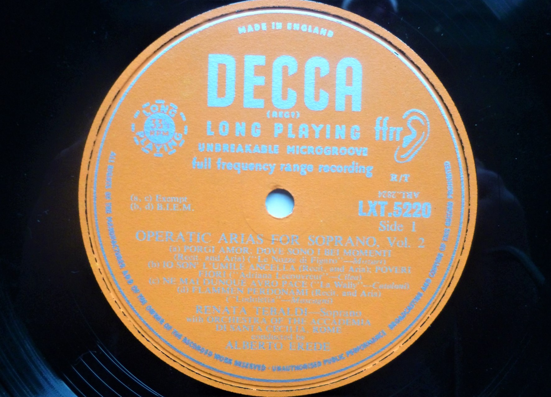 Renata Tebaldi Operatic Arias For Soprano LP Decca LXT5220 EX/VG 1956 there is small closed tear at rear opening on sleeve - Image 3