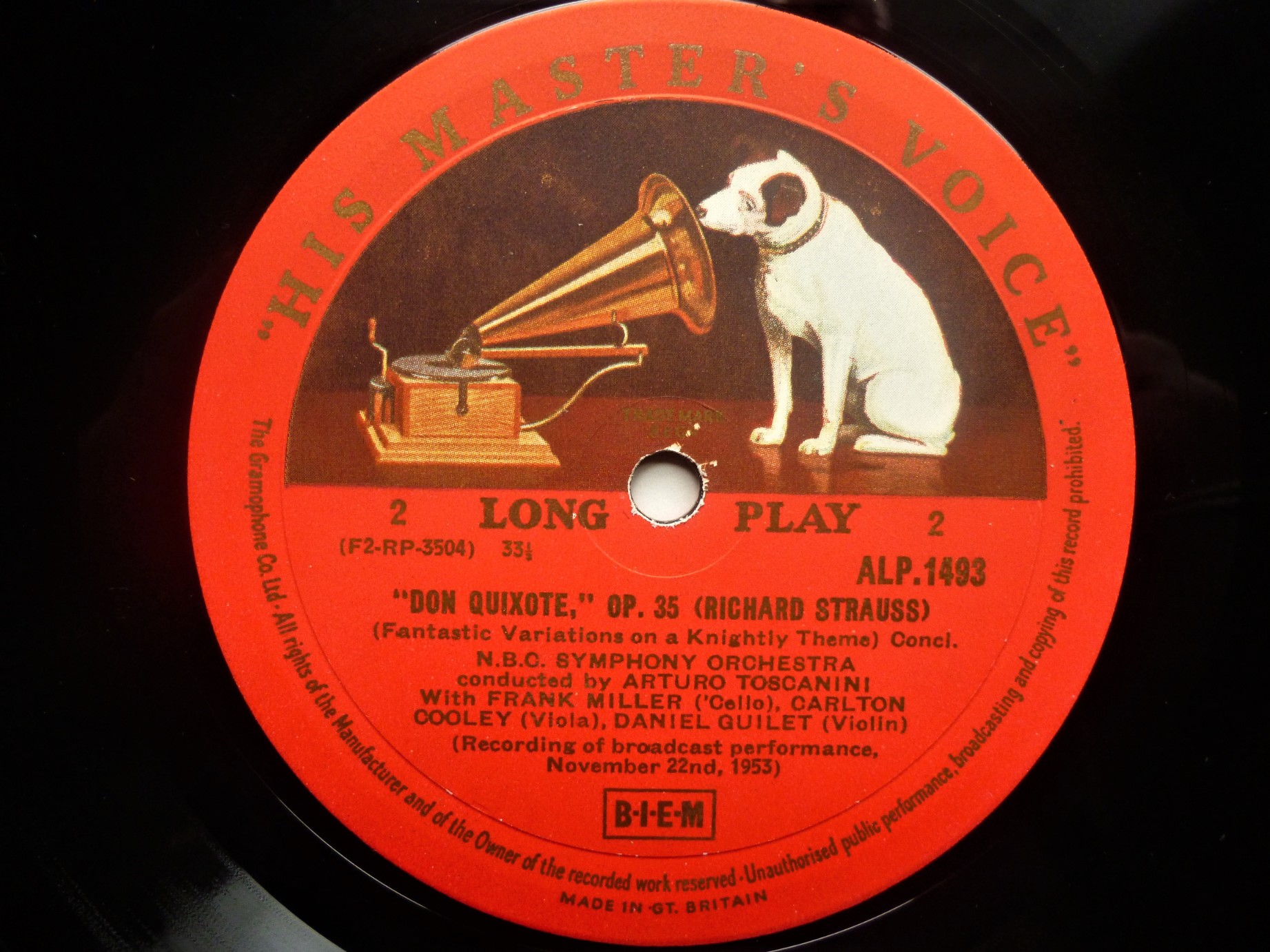 Toscanini Don Quixote LP RCA ALP1493 EX/VG 1950s sleeve would be EX but laminate is slightly peeling at front opening - Image 4