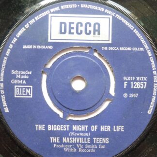 Nashville Teens The Biggest Night Of Her Life 7" Decca F12657 VG 1967