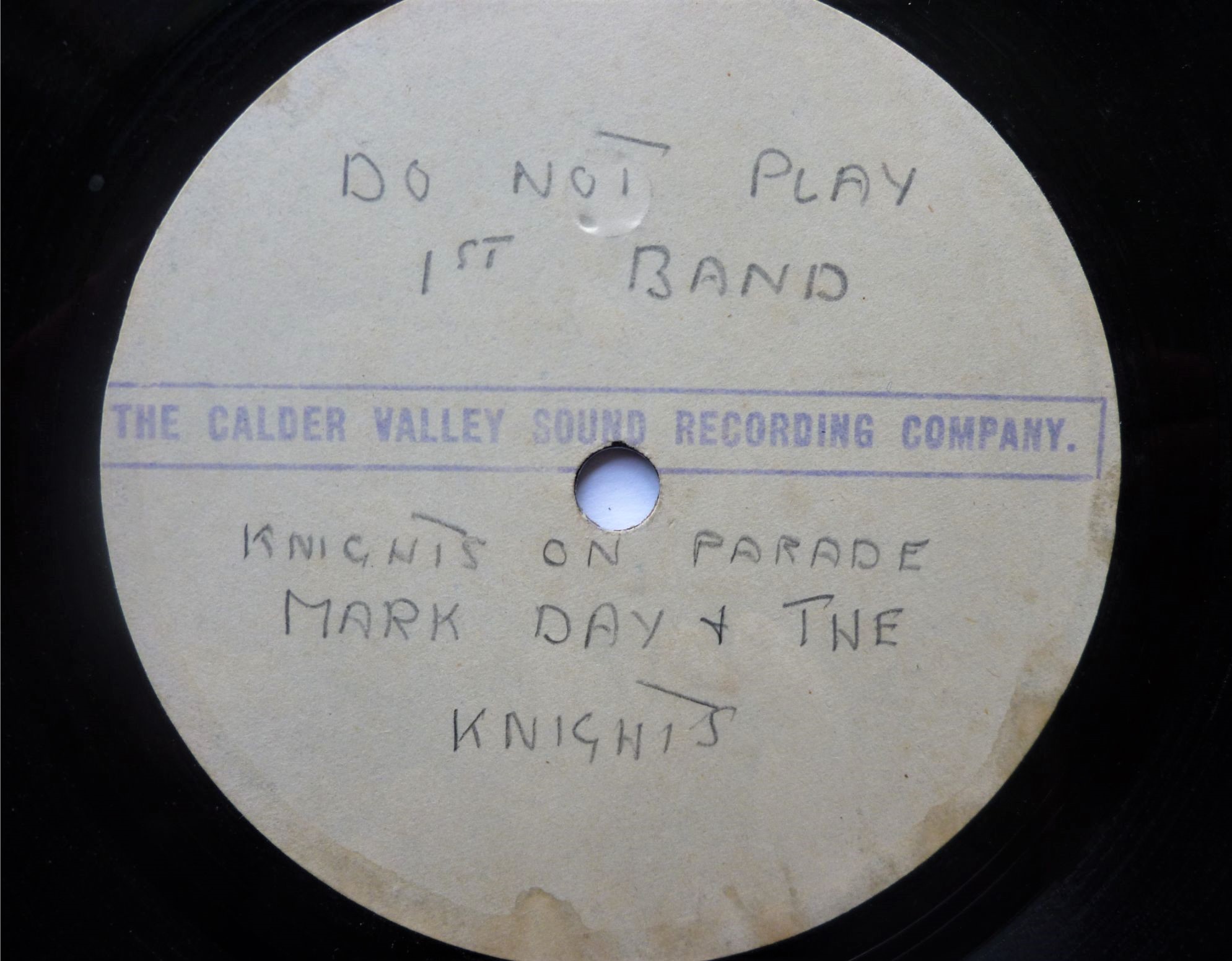 Mark Day & The Knights Knights On Parade 7" Calder Valley EX 1964 7" acetate with handwritten labels