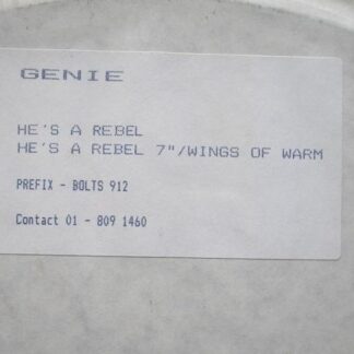 Genie He's A Rebel 12" White Label BOLTS912 EX 1990s 12 inch, DJ copy