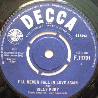 Billy Fury I'll Never Fall In Love Again 7" Decca F11701 VG 1963