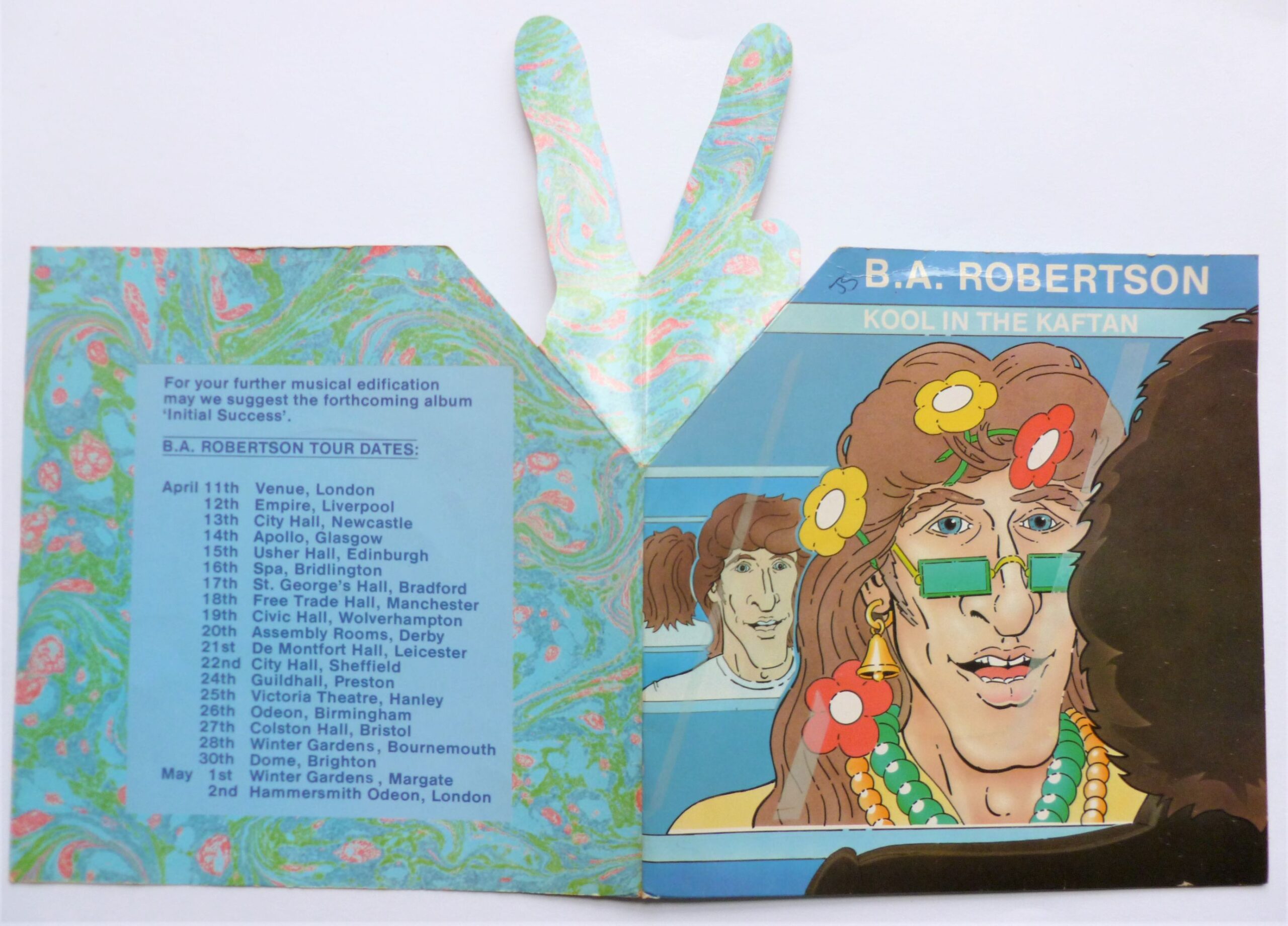 BA Robertson Kool In The Kaftan 7" Asylum K12427 EX/EX 1989 pop-up picture sleeve, there are handwritten initials on label