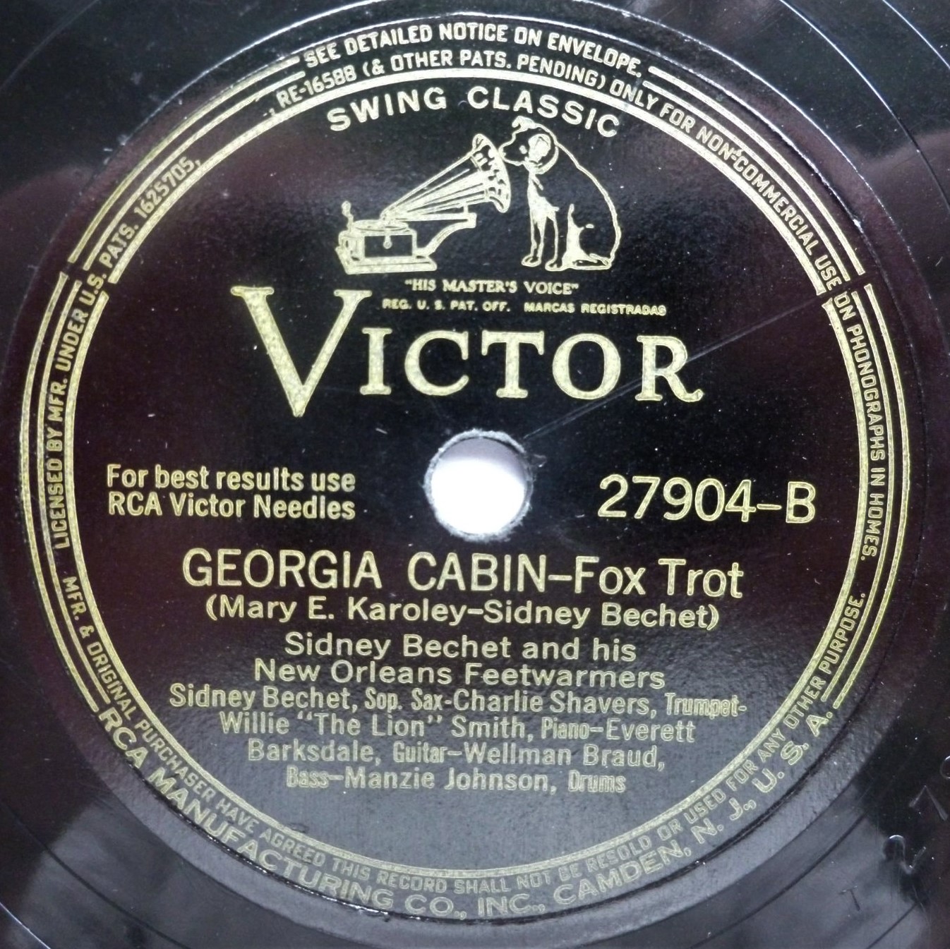 Sidney Bechet I'm Coming Virginia 10" Victor 27094 EX 1940s 10 inch 80rpm single, US pressing, Edison diamond discs - Image 2