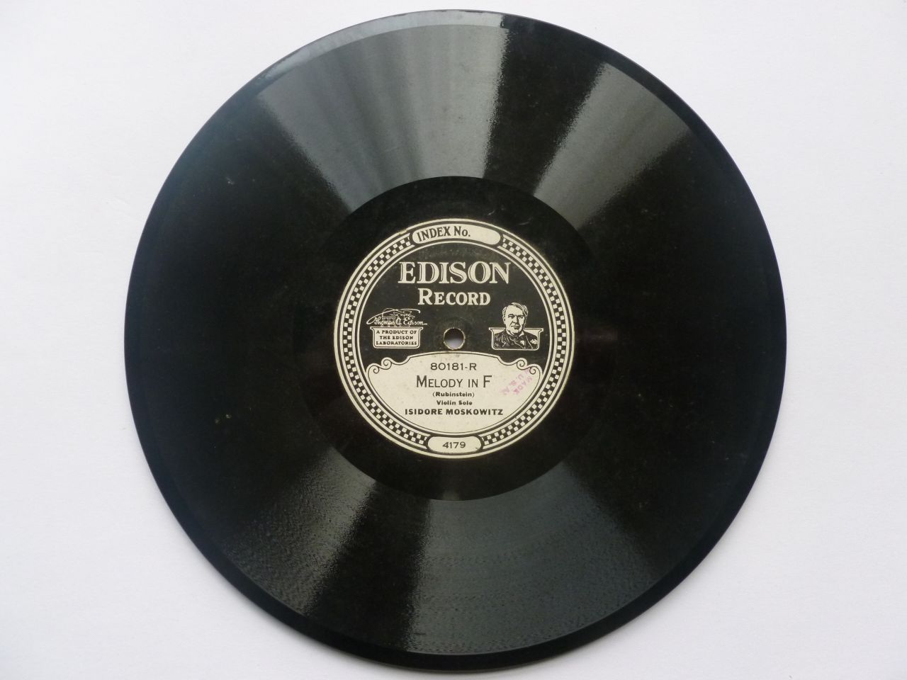 Isidore Moskowitz Humoreske 10" Edison 80181 VG+ 1920s 10" 78rpm record in original Edison company sleeve, US pressing. There is one light 8mm scratch on side two that can be felt with fingernail, otherwise it looks EX - Image 5