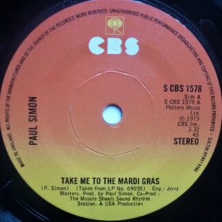 Paul Simon Take Me To The Mardi Gras 7" CBS SCBS1578 EX 1970s orange yellow label