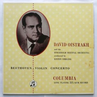 David Oistrakh Beethoven Violin Concerto In D Major LP Columbia 33CX1194 EX/VG 1955 blue gold label, sleeve has sellotape marks