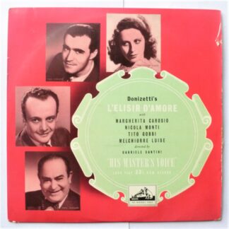 Gabriele Santini Donizetti L'Eirsir D'Amore LP HMV ALP1067 EX/VG 1950s red semi circle label with gold print, record one of a 2-record set
