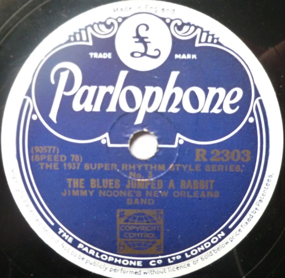 Jimmie Noone's Apex Club Orchestra The Blues Jumped A Rabbit 78 Parlophone R2303 EX 1940s 10" 78rpm single