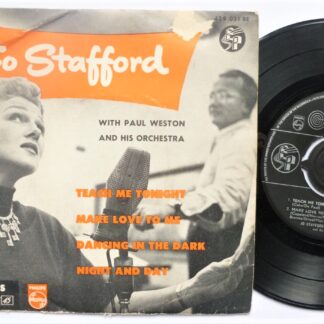 Jo Stafford Jo Stafford EP Philips 429031BE VG 1960s picture sleeve, made in Holland, sleeve has sticker mark on front and seam split on bottom edge
