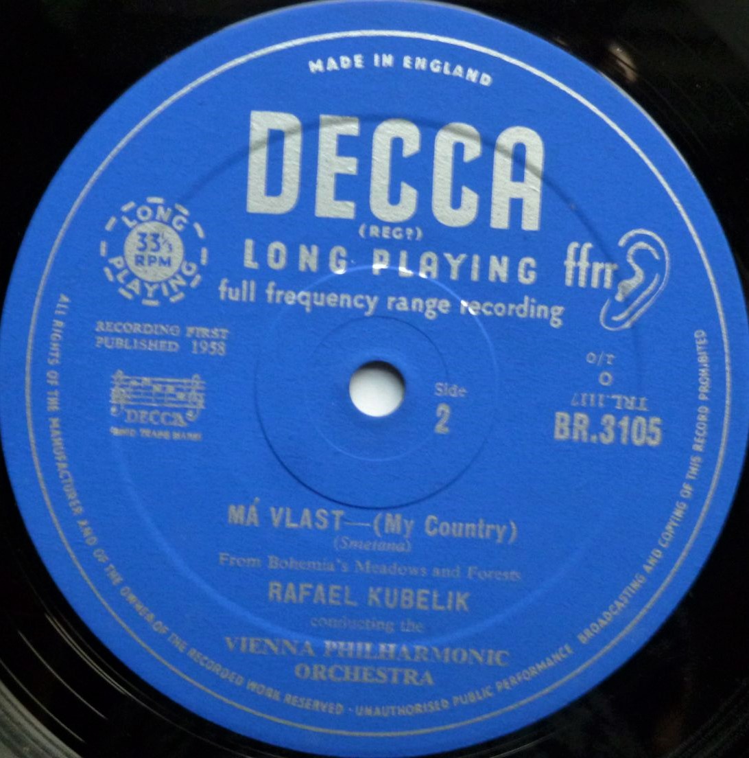 Rafael Kubelik Ma Vlast 10"LP Decca BR2105 EX/VG 1950s 10 inch LP, sleeve has 2cm closed tear at bottom right corner - Image 4