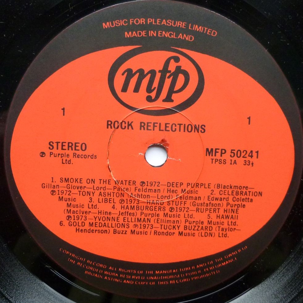 Rock Reflections LP Music For Pleasure MFP50241 EX/EX 1970s with Deep Purple, Rupert Hine & Hard Stuff - Image 3