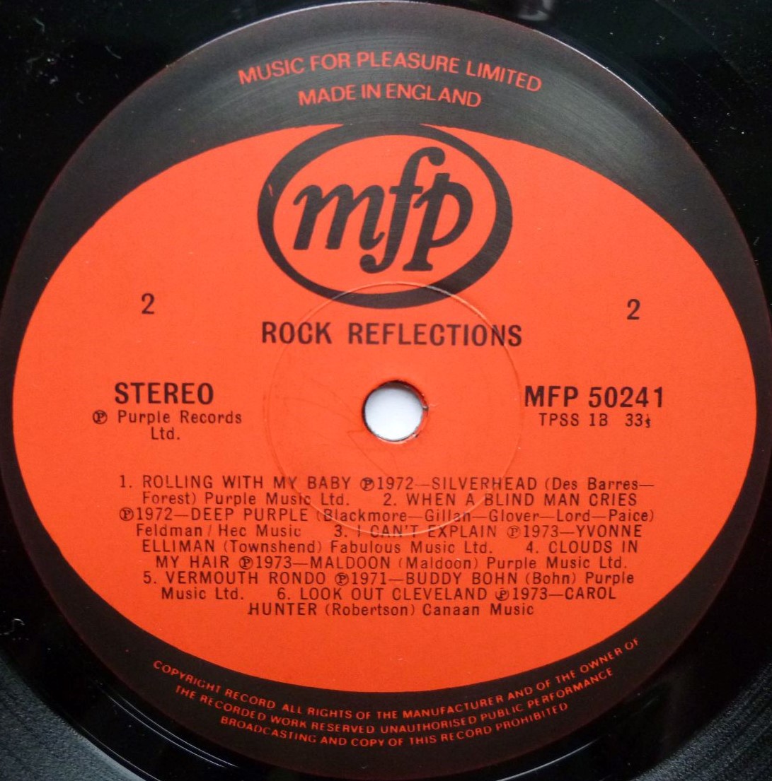 Rock Reflections LP Music For Pleasure MFP50241 EX/EX 1970s with Deep Purple, Rupert Hine & Hard Stuff - Image 4