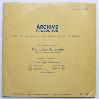Domenico Scarlatti The Italian Settecento 10"LP Archive AP13001 EX/VG 1960s 10 inch LP with insert