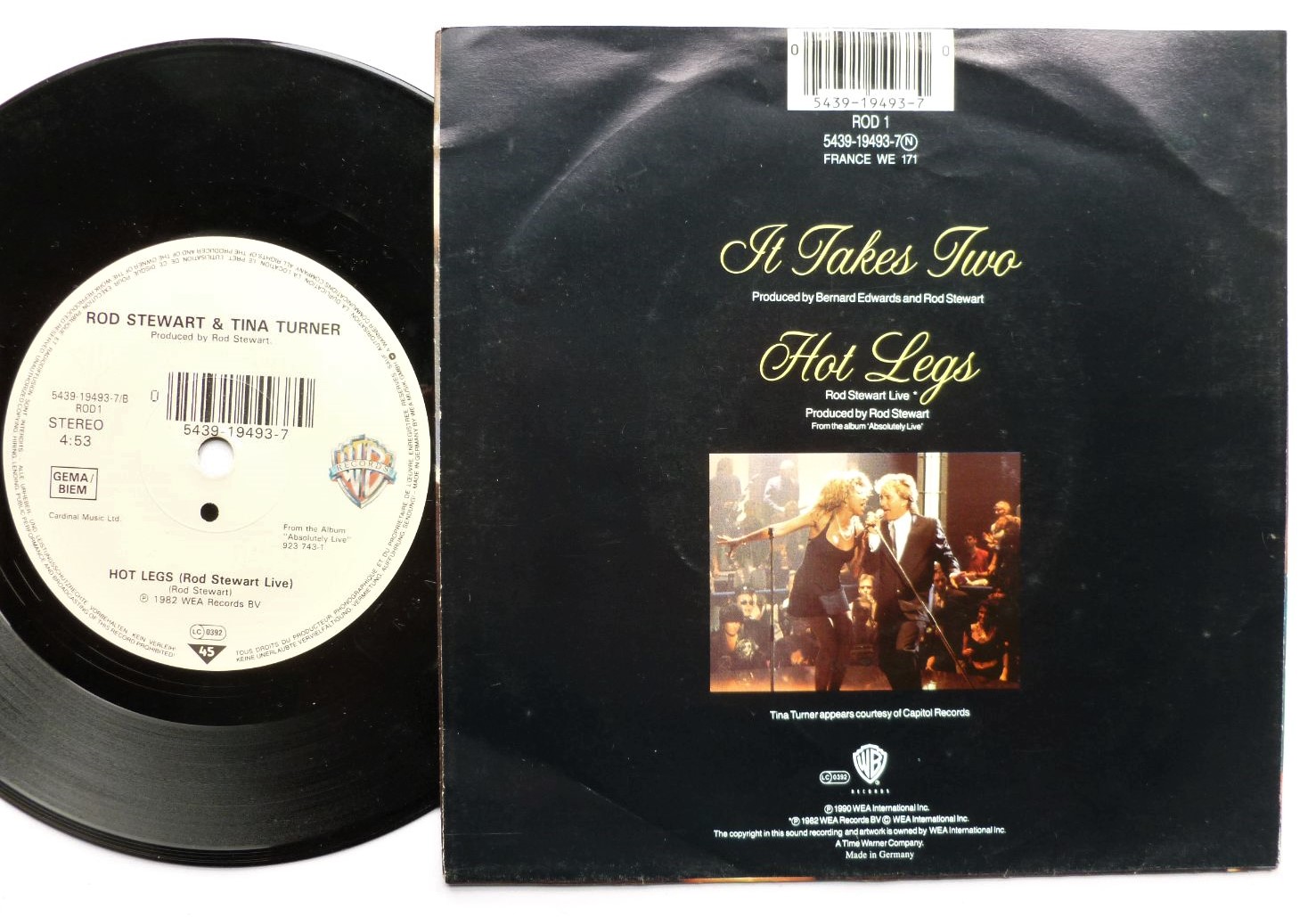 Rod Stewart It Takes Two 7" Warner Bros ROD1 EX/EX 1990 German pressing in picture sleeve, a-side with Tina Turner - Image 2