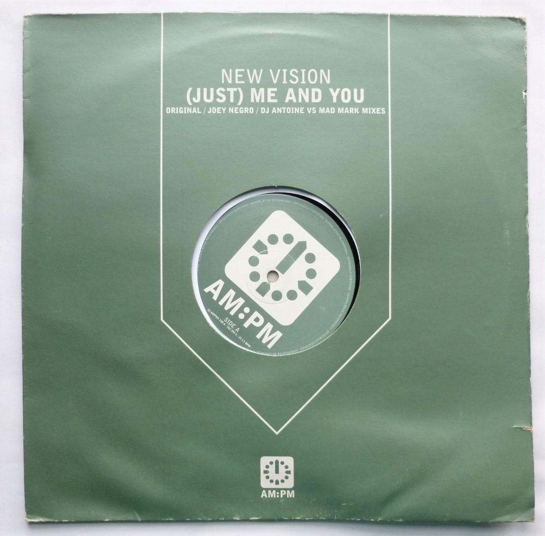 New Vision Just Me And You Vocal Mix 12" AMPM 12AMPMX128 EX/VG 1999 12 inch in picture sleeve, sleeve is quite wavy