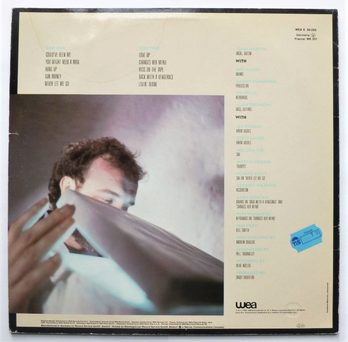 John Martyn Well Kept Secret LP WEA WEA99255 EX/VG 1982 German pressing with inner, sleeve has 1cm closed tear at front opening - Image 2