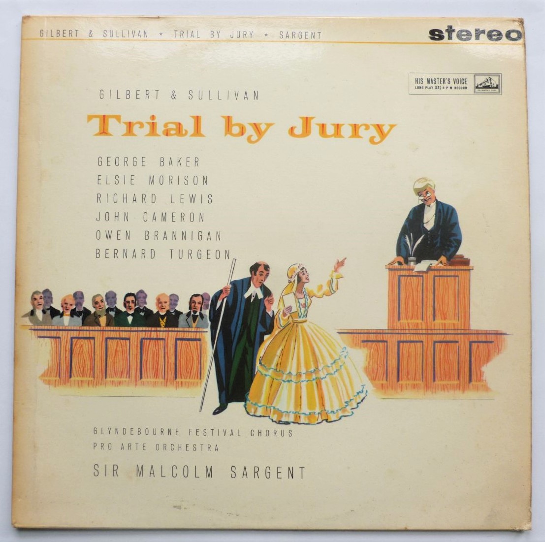 Malcolm Sargent Trial By Jury LP HMV ASD419 EX/VG 1961 white gold label, as Sir Malcolm Sargent, with Glyndebourne Festival Chorus