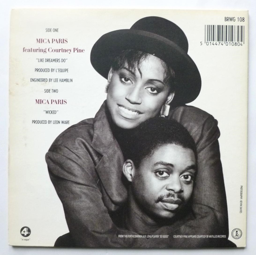 Mica Paris Like Dreamers Do 7" 4th B'Way BRWG108 EX/EX 1988 gatefold picture sleeve, a-side with Courtney Pine - Image 4