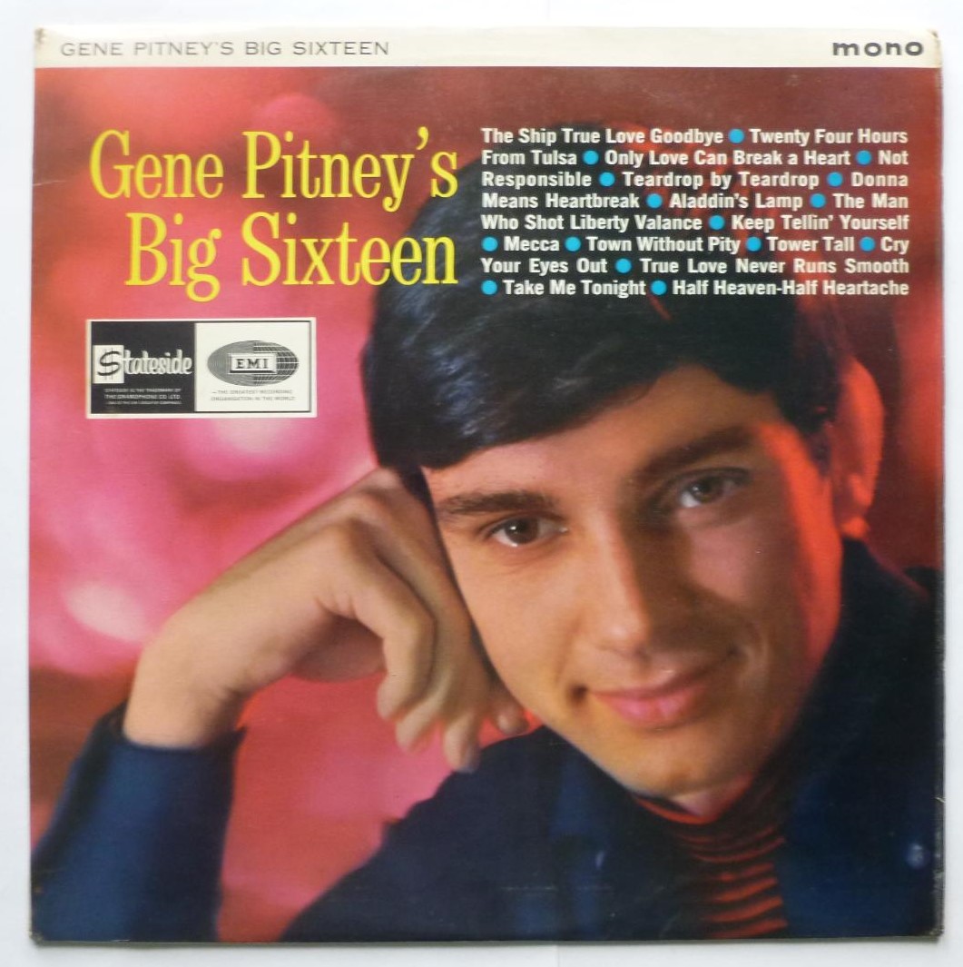 Gene Pitney Gene Pitney's Big Sixteen LP Stateside SL10118 EX/VG 1964 sleeve has dealer sticker at top flipback