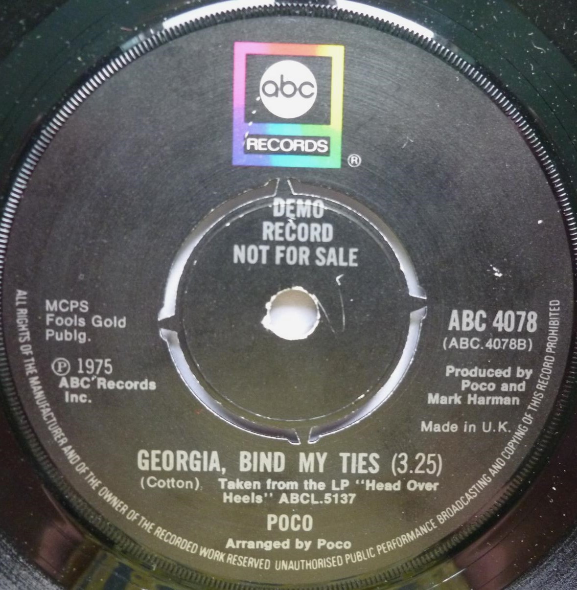 Poco Keep On Tryin 7" ABC ABC4078 VG 1975 record is slightly dished (the record is like a plate - one side curves up slightly at the edge, the other side curves down slightly at the edge)" - Image 3