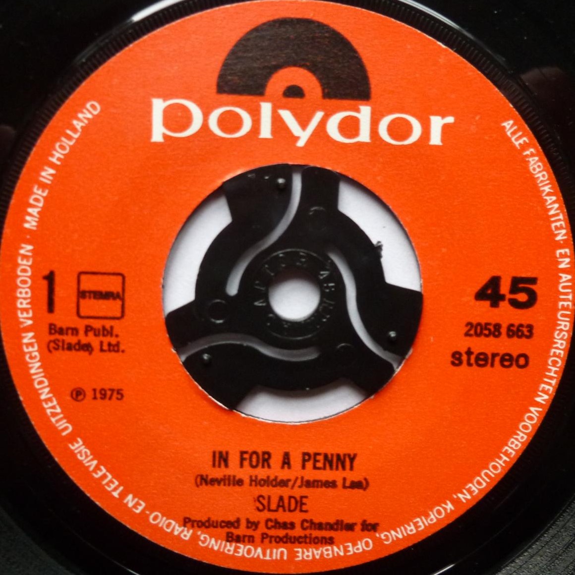 Slade In For A Penny 7" Polydor 2058663 EX/VG 1975 made in Holland, there are dealer stamps on rear of picture sleeve - Image 4