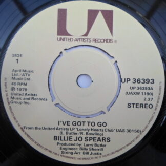 Billie Jo Spears I've Got To Go 7" United Artists UP 36393 EX 1978