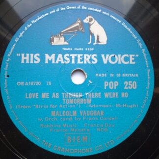 Malcolm Vaughan Love Me As Though There Were No Tomorrow 78 HMV POP250 EX 1950s