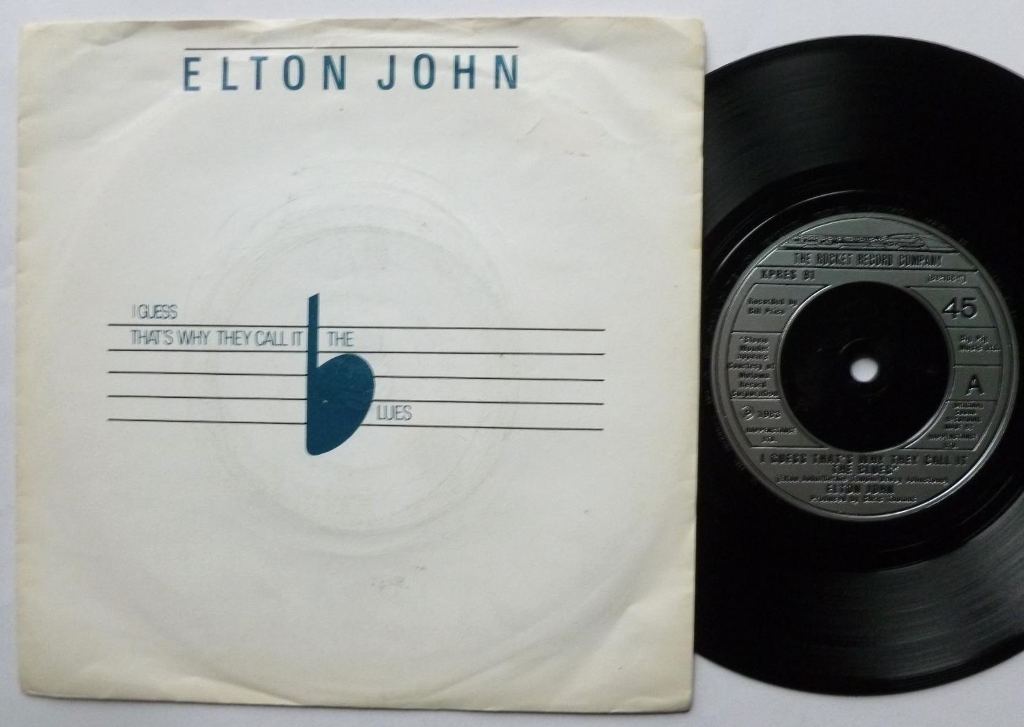 Elton John I Guess That's Why They Call It The Blues 7" Rocket XPRES91 EX/VG 1983 picture sleeve