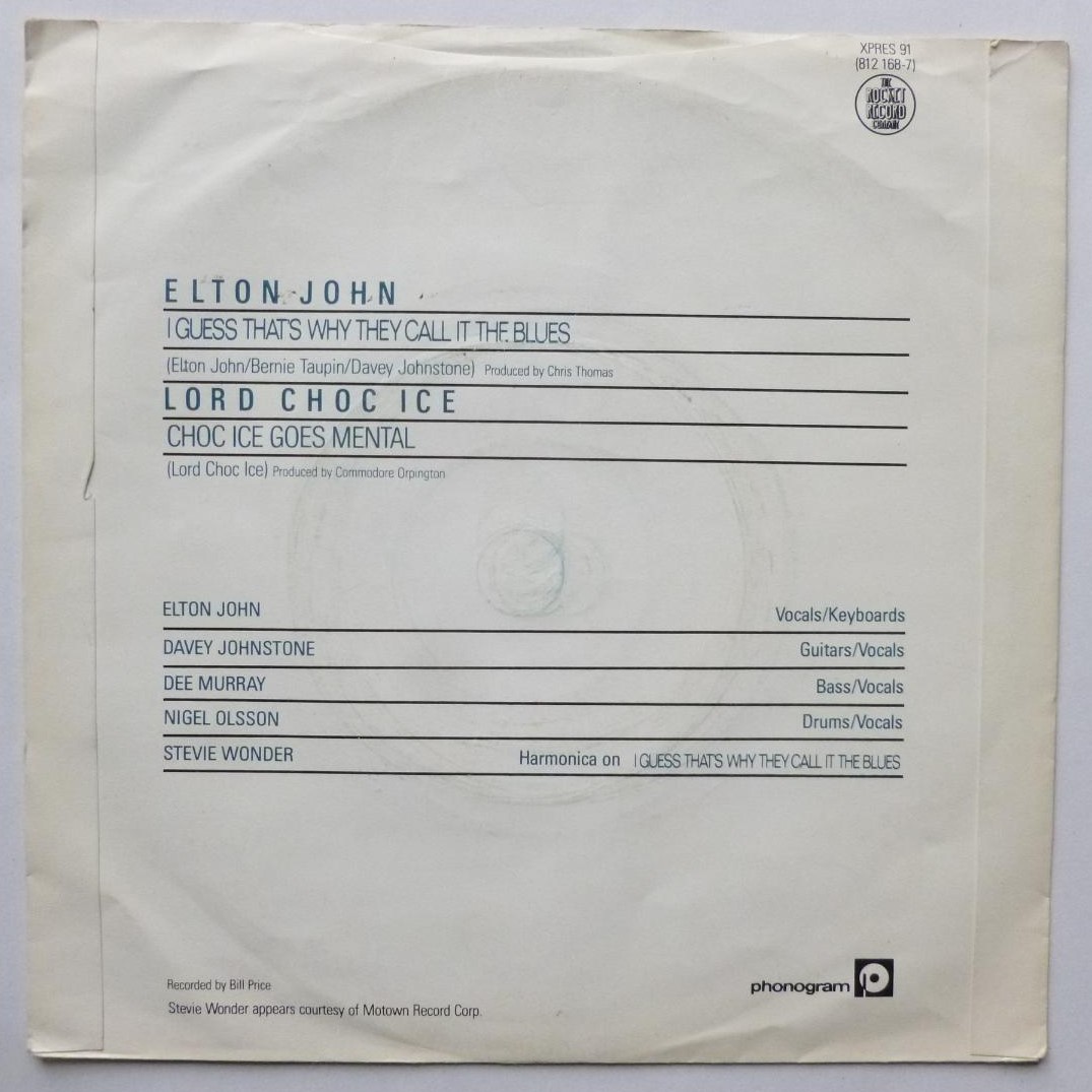 Elton John I Guess That's Why They Call It The Blues 7" Rocket XPRES91 EX/VG 1983 picture sleeve - Image 3