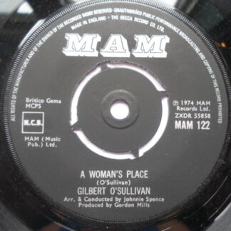 Gilbert O'Sullivan A Woman's Place 7" Mam MAM122 EX 1974