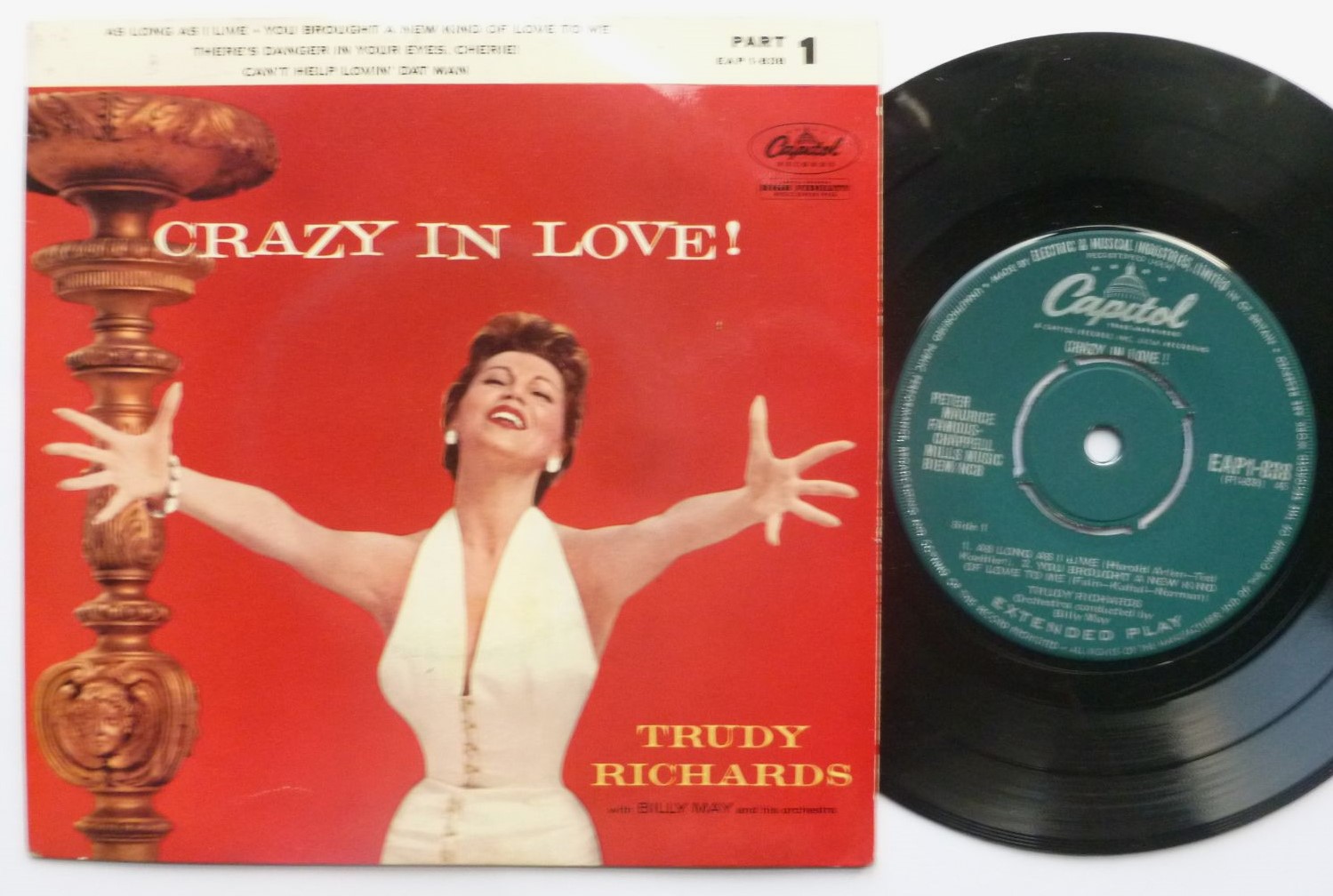 Trudy Richards Crazy In Love EP Capitol EAP1838 EX/EX 1957 picture sleeve, 4-track 45rpm 7 there is writing on side two label.