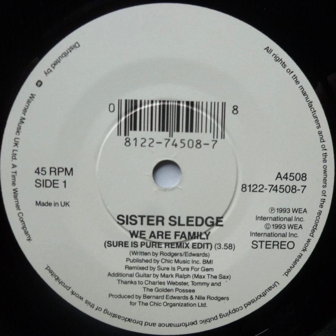 Sister Sledge We Are Family Sure Is Pure Remix Edit 7" Atlantic A4508 EX/EX 1993 picture sleeve - Image 4
