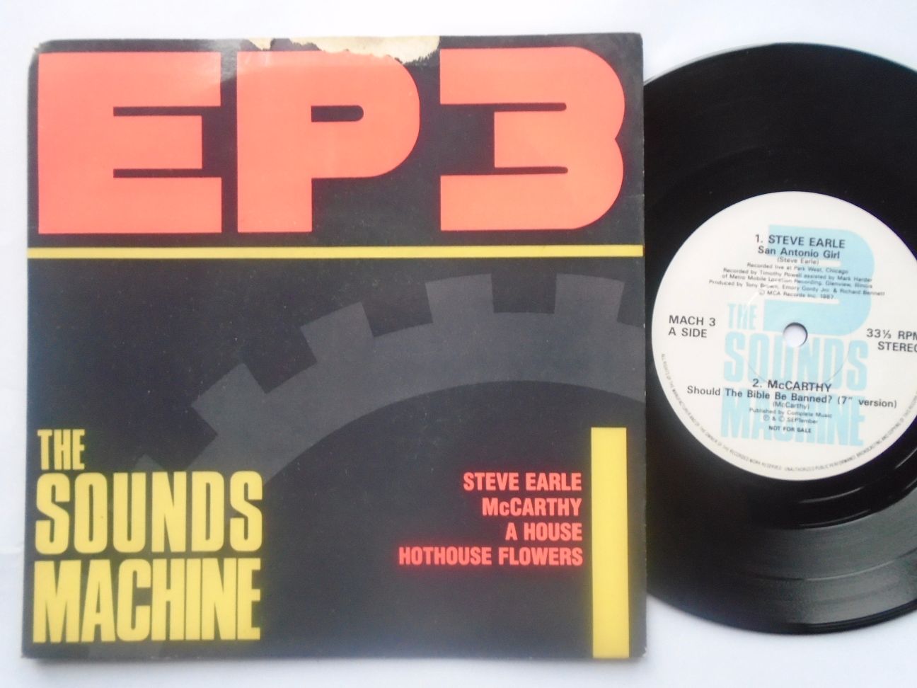 Sounds Machine EP3 EP MACH3 EX/VG 1987 picture sleeve, with McCarthy, A House, Steve Earle & Hothouse Flowers