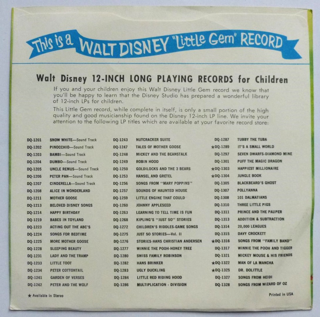Mike Sammes Beautiful Briny 7" Disneyland LG821 EX/EX 1971 picture sleeve, US pressing, as Mike Sammes Singers, music from Bedknobs & Broomsticks - Image 3