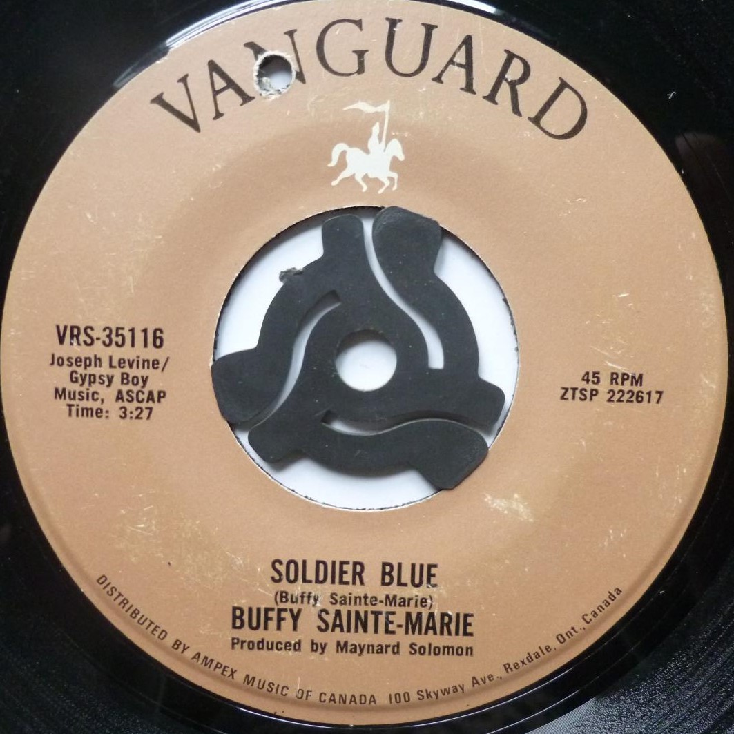 Buffy Sainte Marie Soldier Blue 7" Vanguard VRS 35116 EX 1960s Canadian pressing, there is drill hole in label - Image 2