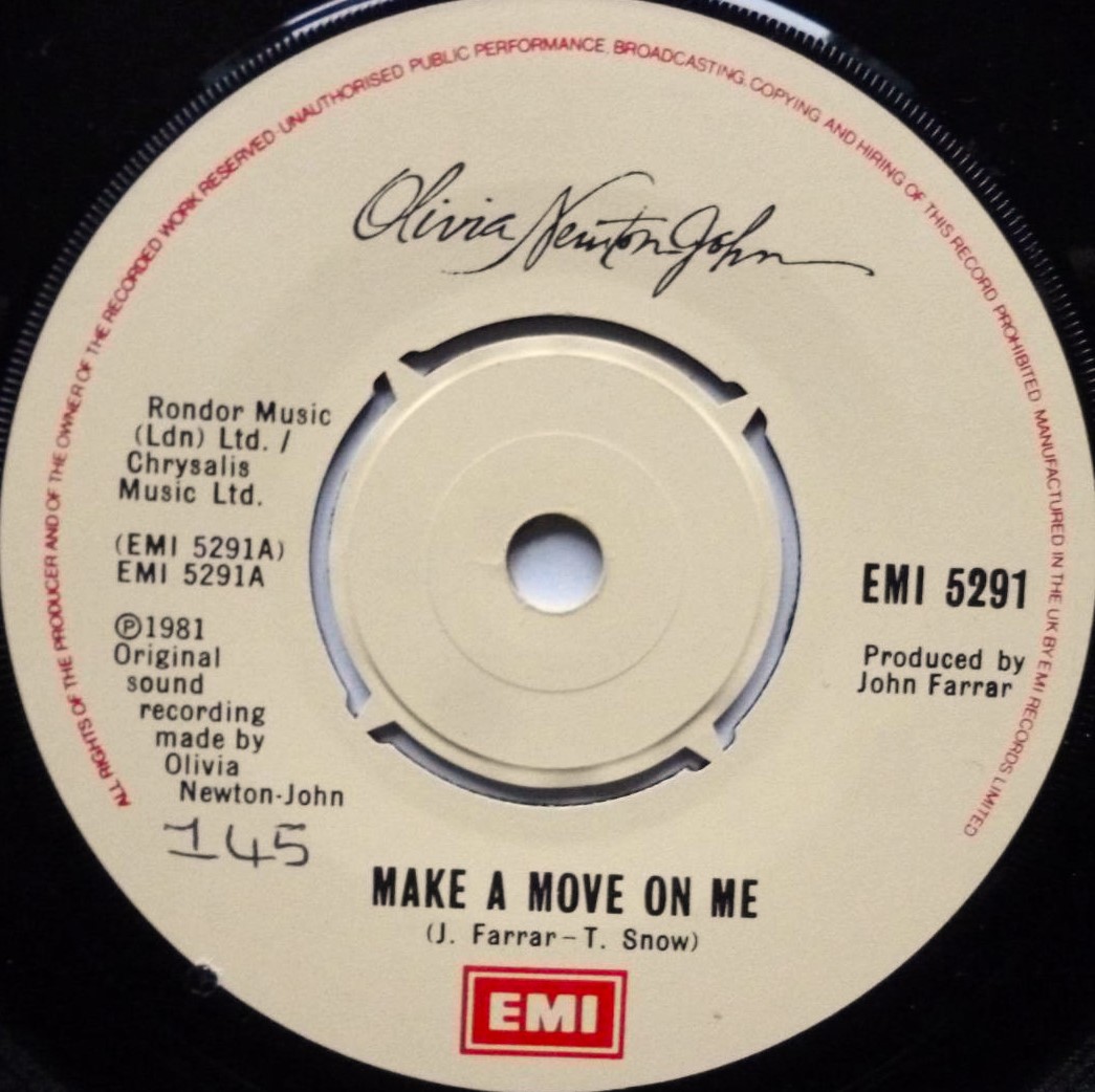 Olivia Newton John Make A Move On Me 7" EMI EMI5291 EX 1981 there is handwritten number on label and 2mm drill hole in label rim - Image 2