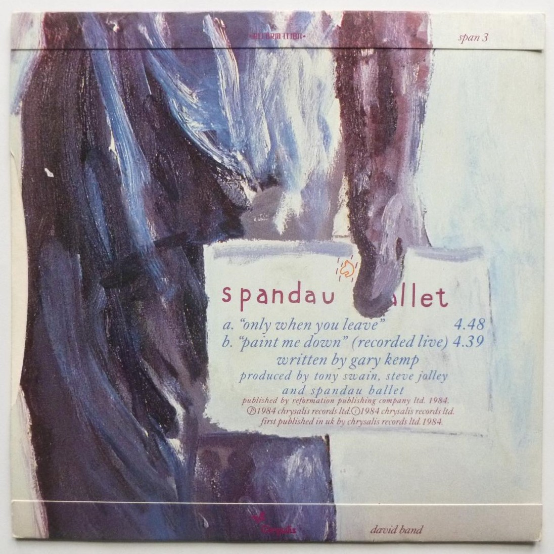 Spandau Ballet Only When You Leave 7" Chrysalis SPAN3 EX/EX 1984 picture sleeve, plastic label - Image 3