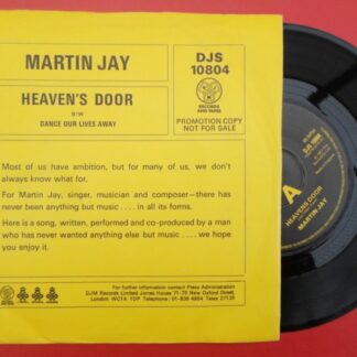 Martin Jay Heaven's Door 7" DJM DJS10804 EX/EX 1977 picture sleeve, demo