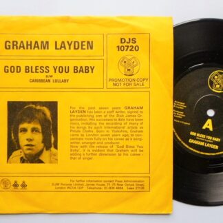 Graham Layden God Bless You Baby 7" DJM DJS10720 EX/EX 1976 picture sleeve, demo