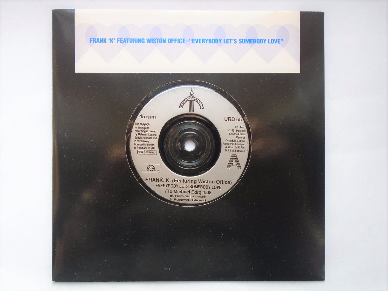 Frank K Everybody Lets Somebody Love 7" Urban URB66 EX/EX 1991 picture sleeve