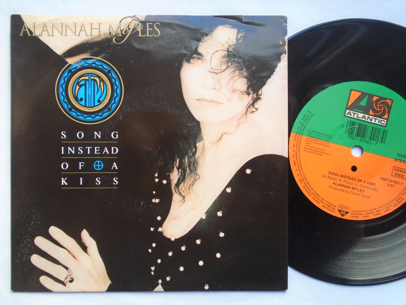 Alannah Myles Song Instead Of A Kiss 7" Atlantic 874217 EX /EX 1992 picture sleeve, German pressing