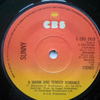 Sunny A Warm And Tender Romance 7" CBS SCBS2419 EX 1974