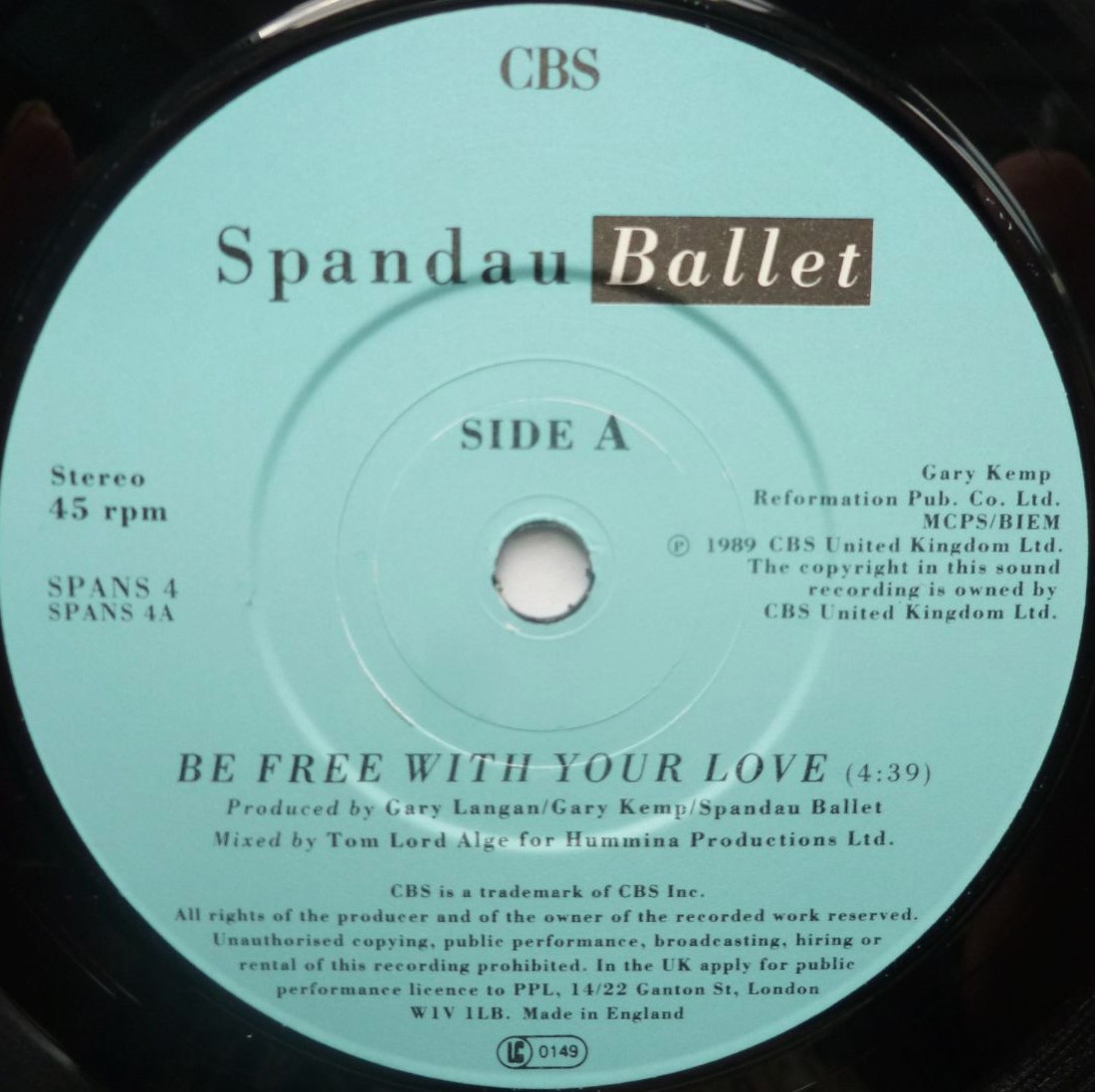 Spandau Ballet Be Free With Your Love 7" CBS SPANS4 EX/VG 1989 picture sleeve has price sticker on front - Image 4