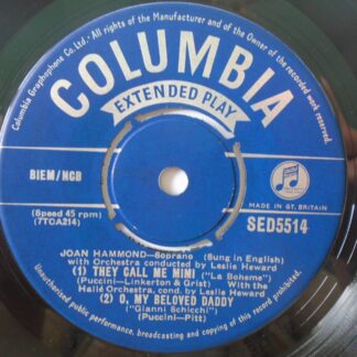 Joan Hammond Operatic Arias EP Columbia SED5514 EX 1960s blue label