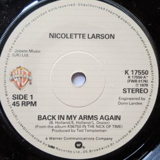Nicolette Larson Back In My Arms Again 7" Warner Bros K17550 EX 1979
