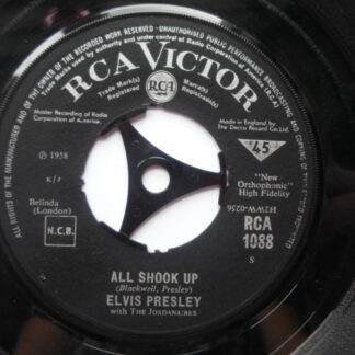 Elvis Presley All Shook Up 7" RCA Victor RCA1088 G 1958 The centre is pushed out. It has been on a juke box. It looks VG. Side one plays VG+, side two plays VG. There is slight loss of clarity on side two. There are no audible marks and it is a good playi