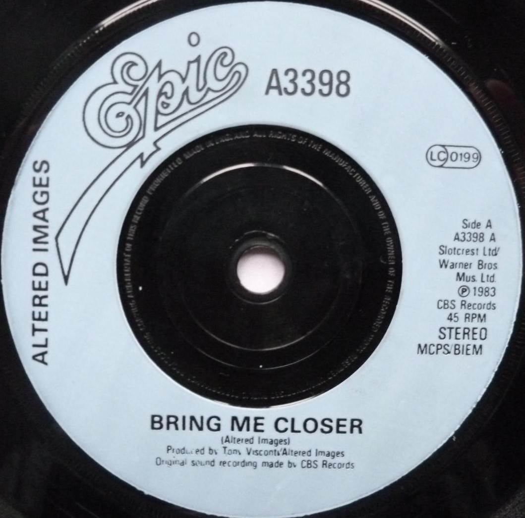 Altered Images Bring Me Closer 7" Epic A3398 EX/VG 1983 picture sleeve has light ring marks, plastic labels - Image 4